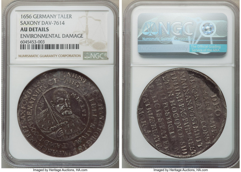 Saxony. Johann George II "Death of Johann George I" Taler 1656 AU Details (Envir...