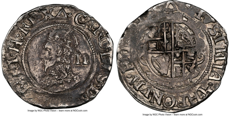 Charles I 1/2 Groat (2 Pence) ND (1639-1640) AU55 NGC, Tower mint, Triangle mint...