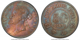 British Colony. Victoria 50 Cents 1894 VF Details (Chop Mark) PCGS, London mint, KM9.1. Intense cobalt and orange toning. 

HID09801242017

© 2022...
