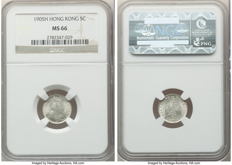 British Colony. Edward VII 5 Cents 1905-H MS66 NGC, Heaton mint, KM12. Fully str...