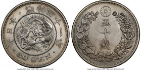 Meiji Pair of Certified Assorted 50 Sen NGC, 1) 50 Sen Year 31 (1898) - MS61, KM-Y25 2) 50 Sen Year 39 (1906) - MS64, KM-Y31 Osaka mint. Sold as is, n...