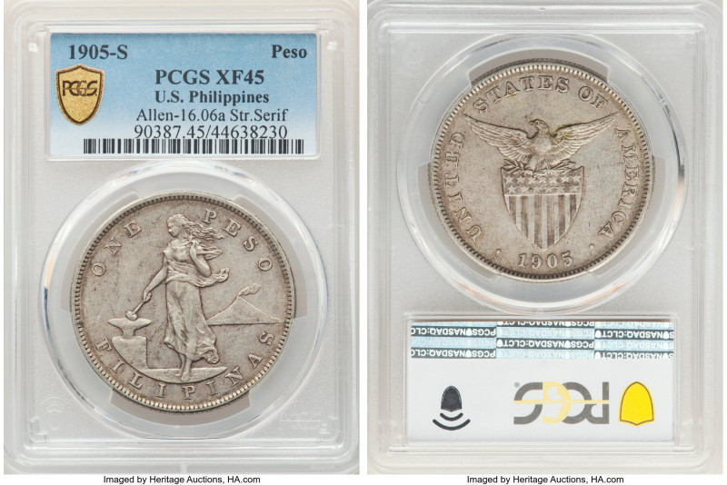 USA Administration Peso 1905-S XF45 PCGS, San Francisco mint, KM168, Allen-16.06...