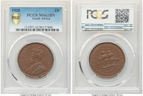 George V Penny 1928 MS62 Brown PCGS, Pretoria mint, KM14.2. Deep chocolate brown with several carbon spots. 

HID09801242017

© 2022 Heritage Auct...