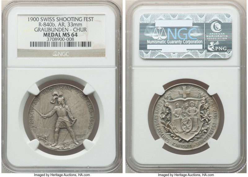 Confederation silver "Graubunden - Chur Shooting Festival" Medal 1900 MS64 NGC, ...