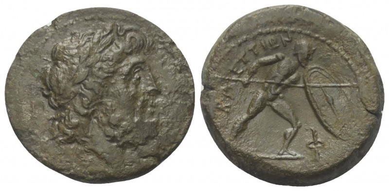 Bruttium. Brettii.

 Bronze. Ca. 214 - 211 v. Chr.
Vs: Kopf des Zeus mit Lorb...