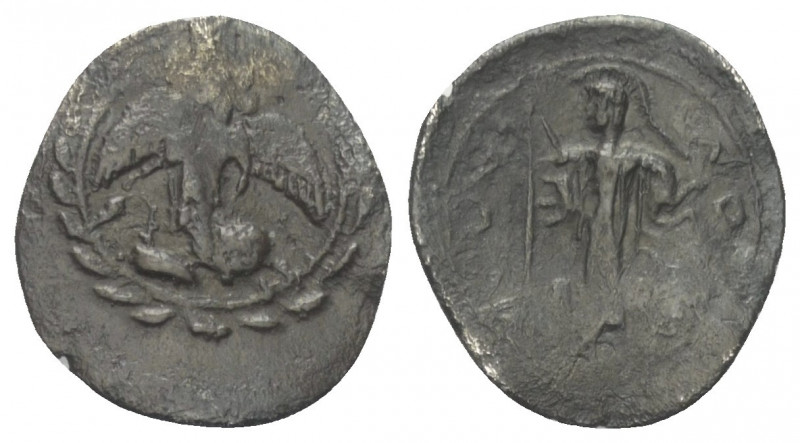 Sizilien. Kamarina.

 Litra (Silber). Ca. 461 - 435 v. Chr.
Vs: Nike nach lin...