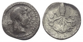 Sizilien. Syrakus. 2. Demokratie (466 - 405 v. Chr.).

 Litra (Silber). Ca. 460 - 450 v. Chr.
Vs: Kopf der Arethusa rechts.
Rs: Oktopus.

11 mm....