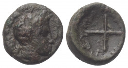 Achaia Phthiotis (Thessalien). Peuma (Peumata).

 Bronze. Ca. 302 - 286 v. Chr.
Vs: Jugendlicher Kopf mit Lorbeerkranz rechts.
Rs: Großes Alpha-Ch...