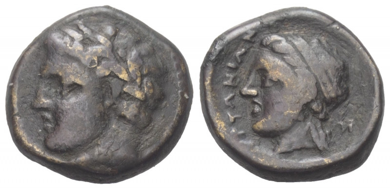 Thessalien. Gyrton.

 Bronze. Ca. 340 - 330 v. Chr.
Vs: Kopf des Heros Gyrton...
