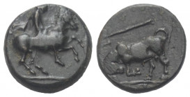 Thessalien. Krannon.

 Bronze. Ca. 350 - 300 v. Chr.
Vs: Reiter auf Pferd nach rechts reitend.
Rs: Stier mit gesenktem Kopf nach links angreifend,...