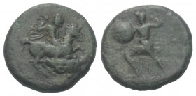 Thessalien. Pelinna.

 Bronze. Ca. 355 - 340 v. Chr.
Vs: Reiter zu Pferd nach rechts über einen gefallenen Hopliten galoppierend.
Rs: Krieger mit ...