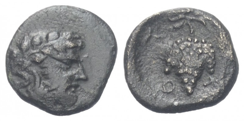 Thessalien. Skotoussa.

 Bronze. 4. Jhdt. v. Chr.
Vs: Kopf des Dionysos mit E...