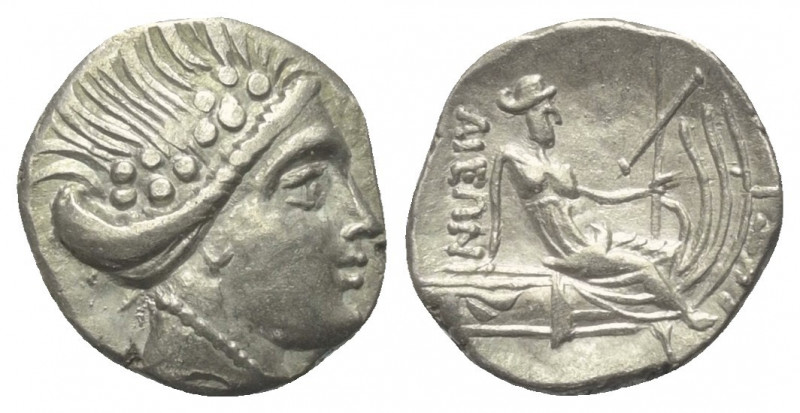 Euböa. Histiaia.

 Tetrobol (Silber). Ca. 3. - 2. Jhdt. v. Chr.
Vs: Kopf der ...