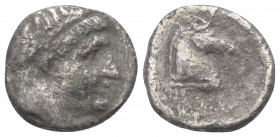 Seleukidisches Königreich. Antiochos I. Soter (281 - 261 v. Chr.).

 Hemidrachme (Silber). 280 - 271 v. Chr. Ai Khanoum.
Vs: Kopf mit Diadem rechts...