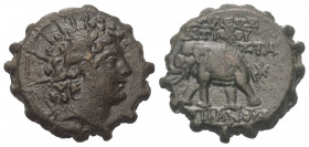 Seleukidisches Königreich. Antiochos VI. Dionysos (144 - 142 v. Chr.).

 Bronze (Serratus). 144 - 142 v. Chr. Antiochia am Orontes (Axios).
Vs: Kop...