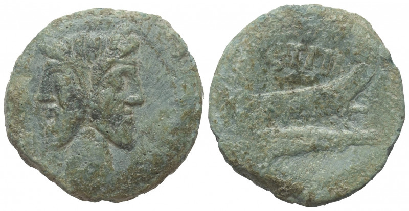 Q. Titius.

 As (Kupfer). Ca. 42 - 38 v. Chr. Ungesicherte Münzstätte auf Sizi...