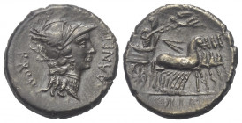 L. Sulla und L. Manlius Torquatus.

 Denar (Silber). 82 v. Chr. Feldmünzstätte des Sulla.
Vs: L MANLI PRO Q. Kopf der Roma mit geflügeltem Greifenk...