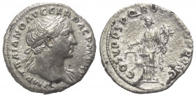 Traianus (98 - 117 n. Chr.).

 Denar (Silber). 103 - 111 n. Chr. Rom.
Vs: IMP TRAIANO AVG GER DAC P M TR P. Büste mit Lorbeerkranz und Drapierung r...