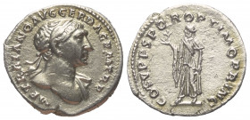 Traianus (98 - 117 n. Chr.).

 Denar (Silber). 107 - 108 n. Chr. Rom.
Vs: IMP TRAIANO AVG GER DAC P M TR P. Büste mit Lorbeerkranz und Drapierung r...