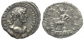 Hadrianus (117 - 138 n. Chr.).

 Denar (Silber). 118 n. Chr. Rom.
Vs: IMP CAESAR TRAIAN HADRIANVS AVG. Büste mit Lorbeerkranz und Drapierung rechts...