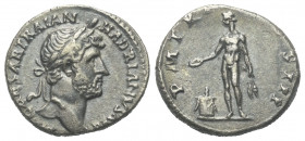 Hadrianus (117 - 138 n. Chr.).

 Denar (Silber). 119 - 122 n. Chr. Rom.
Vs: IMP CAESAR TRAIAN HADRIANVS AVG. Büste mit Lorbeerkranz und Paludament ...
