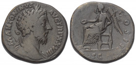 Marcus Aurelius (161 - 180 n. Chr.).

 Sesterz. 173 - 174 n. Chr. Rom.
Vs: M ANTONINVS AVG TR P XXVIII. Büste mit Lorbeerkranz und Drapierung recht...