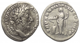 Marcus Aurelius (161 - 180 n. Chr.).

 Denar (Silber). 176 - 177 n. Chr. Rom.
Vs: M ANTONINVS AVG GERM SARM. Kopf mit Lorbeerkranz rechts.
Rs: TR ...