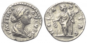 Faustina II. (gest. 176 n. Chr.).

 Denar (Silber). 161 - 164 n. Chr. Rom.
Vs: FAVSTINA AVGVSTA. Drapierte Büste rechts.
Rs: HILARITAS. Hilaritas ...