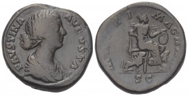 Faustina II. (gest. 176 n. Chr.).

 Sesterz (Bronze). 170 - 176 n. Chr. Rom.
Vs: FAVSTINA AVGVSTA. Drapierte Büste rechts.
Rs: MATRI MAGNAE / S C....