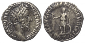 Commodus (177 - 192 n. Chr.).

 Denar (Silber). 186 - 187 n. Chr. Rom.
Vs: M COMM ANT P FEL AVG BRIT. Kopf mit Lorbeerkranz rechts.
Rs: VIRTVT AVG...