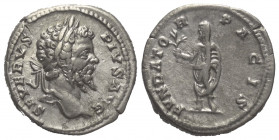Septimius Severus (193 - 211 n. Chr.).

 Denar (Silber). 201 n. Chr. Rom.
Vs: SEVERVS PIVS AVG. Kopf mit Lorbeerkranz rechts.
Rs: FVNDATOR PACIS. ...