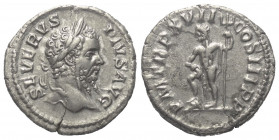Septimius Severus (193 - 211 n. Chr.).

 Denar (Silber). 209 n. Chr. Rom.
Vs: SEVERVS PIVS AVG. Kopf mit Lorbeerkranz rechts.
Rs: P M TR P XVII CO...
