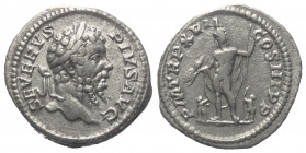 Septimius Severus (193 - 211 n. Chr.).

 Denar (Silber). 209 n. Chr. Rom.
Vs: SEVERVS PIVS AVG. Kopf mit Lorbeerkranz rechts.
Rs: P M TR P XVII CO...