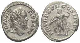 Septimius Severus (193 - 211 n. Chr.).

 Denar (Silber). 209 n. Chr. Rom.
Vs: SEVERVS PIVS AVG. Kopf mit Lorbeerkranz rechts.
Rs: P M TR P XVII CO...