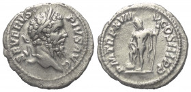 Septimius Severus (193 - 211 n. Chr.).

 Denar (Silber). 209 n. Chr. Rom.
Vs: SEVERVS PIVS AVG. Kopf mit Lorbeerkranz rechts.
Rs: P M TR P XVII CO...