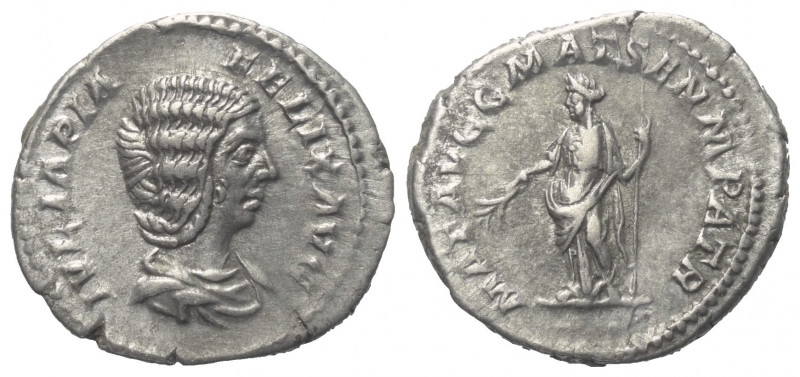 Iulia Domna (gest. 217 n. Chr.).

 Denar (Silber). 211 n. Chr. Rom.
Vs: IVLIA...