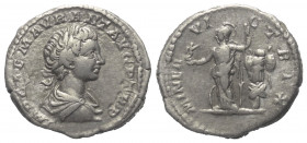 Caracalla (197 - 217 n. Chr.).

 Denar (Silber). 198 n. Chr. Rom.
Vs: IMP CAE M AVR ANT AVG P TR P. Belorbeerte drapierte Büste nach rechts.
Rs: M...