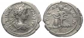 Caracalla (197 - 217 n. Chr.).

 Denar (Silber). 200 n. Chr. Rom.
Vs: ANTONINVS AVGVSTVS. Büste mit Lorbeerkranz, Paludament und Panzer rechts.
Rs...