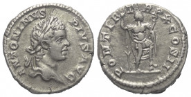 Caracalla (197 - 217 n. Chr.).

 Denar (Silber). 207 n. Chr. Rom.
Vs: ANTONINVS PIVS AVG. Kopf mit Lorbeerkranz rechts.
Rs: PONTIF TR P X COS II. ...