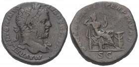 Caracalla (197 - 217 n. Chr.).

 Sesterz. 210 - 213 n. Chr. Rom.
Vs: M AVREL ANTONINVS PIVS AVG BRIT. Büste mit Drapierung und Lorbeerkranz rechts....
