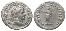 Caracalla (197 - 217 n. Chr.).

 Denar (Silber). 213 n. Chr. Rom.
Vs: ANTONINVS PIVS AVG GERM. Kopf mit Lorbeerkranz rechts.
Rs: P M TR P XVI COS ...