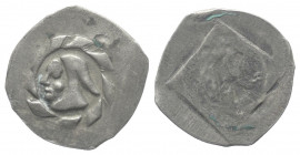 Bayern - München. Ernst I. u. Wilhelm III. (1397 - 1435/38).

 Einseitiger Pfennig (Silber). München.
Vs: Mönchskopf im Profil nach links in aus Ra...