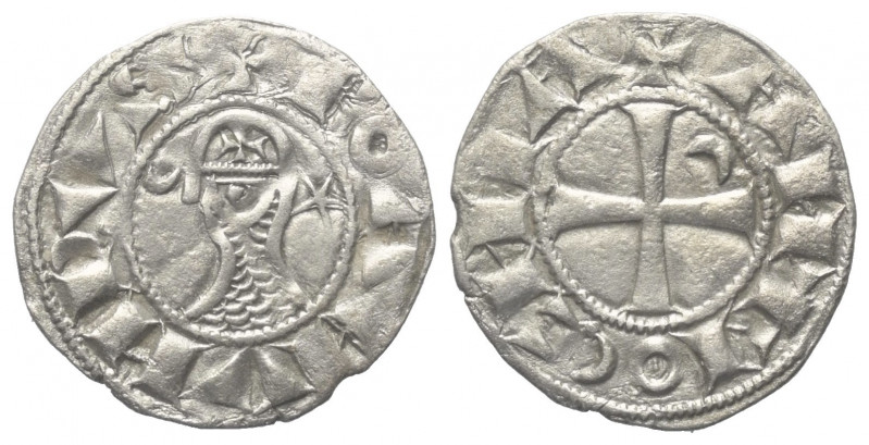 Antiochia - Fürstentum. Bohemund III. (1163 - 1201).

 Denar (Silber).
Vs: He...