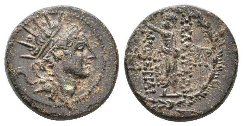 SELEUKID KINGDOM. Antiochos IV Epiphanes (175-164 BC). Ae. 3.90 g. 16.85 mm.