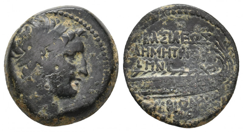 SELEUKID KINGDOM. Demetrios II Nikator (146-138 BC). Ae. 6.62 g. 20.25 mm.