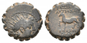 SELEUKID KINGDOM. Antiochos VI Dionysos (144-142 BC). Ae. 2.67 g. 15. mm.