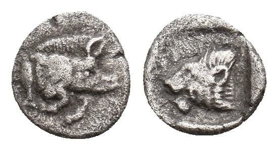 MYSIA. Kyzikos. (Circa 450-400 BC). AR Hemiobol. 0.31 g. 7.45 mm.