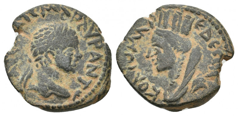 MESOPOTAMIA, Edessa. Elagabalus, 218-222 AD. AE. 4.15 g. 20.25 mm.