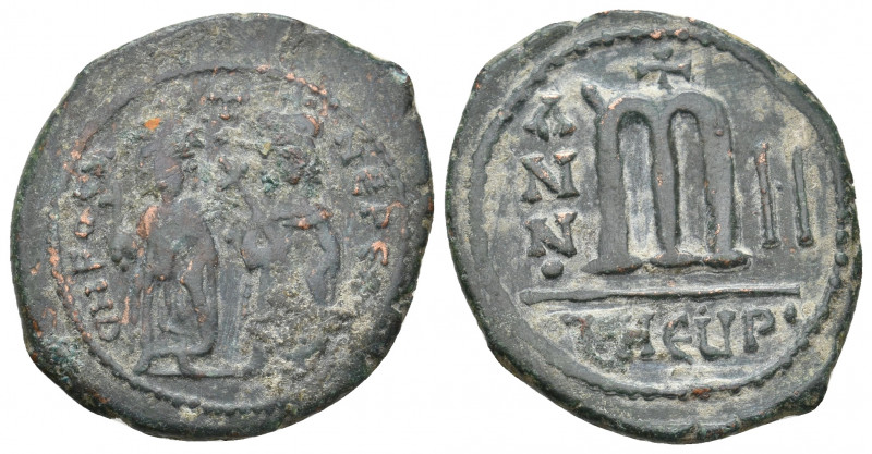 PHOCAS, 602-610 AD. AE, Follis. Theup (Antioch). 10.80 g. 31.60 mm.