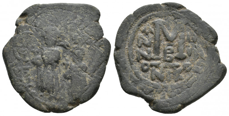 HERACLIUS, with HERACLIUS CONSTANTINE (?), 610-641 AD. AE, Follis. Nicomedia. 13...